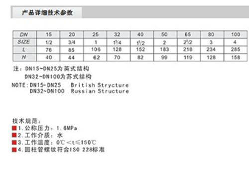 喷泉球阀参数